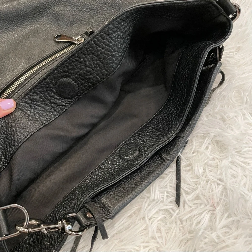 Rebecca Minkoff Purse Hobo Bucket Bag Black Leather Medium Designer Classic